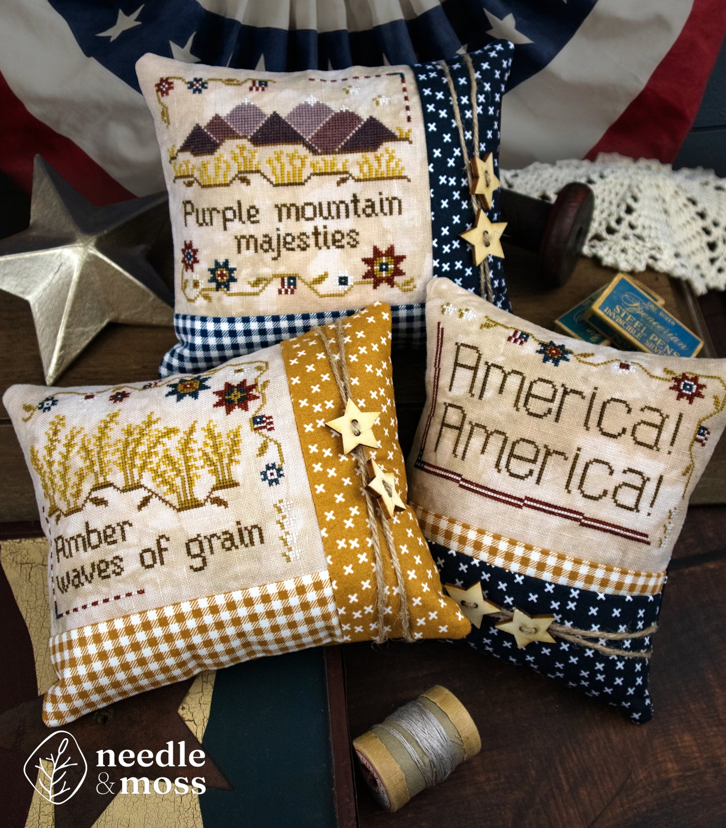 America! Trio; needle and moss