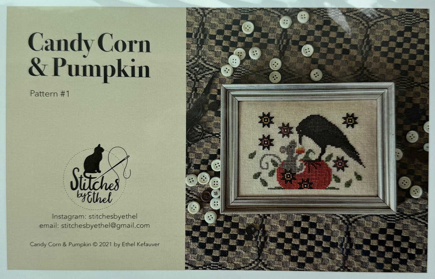 Candy Corn & Pumpkin; Stitches by Ethel