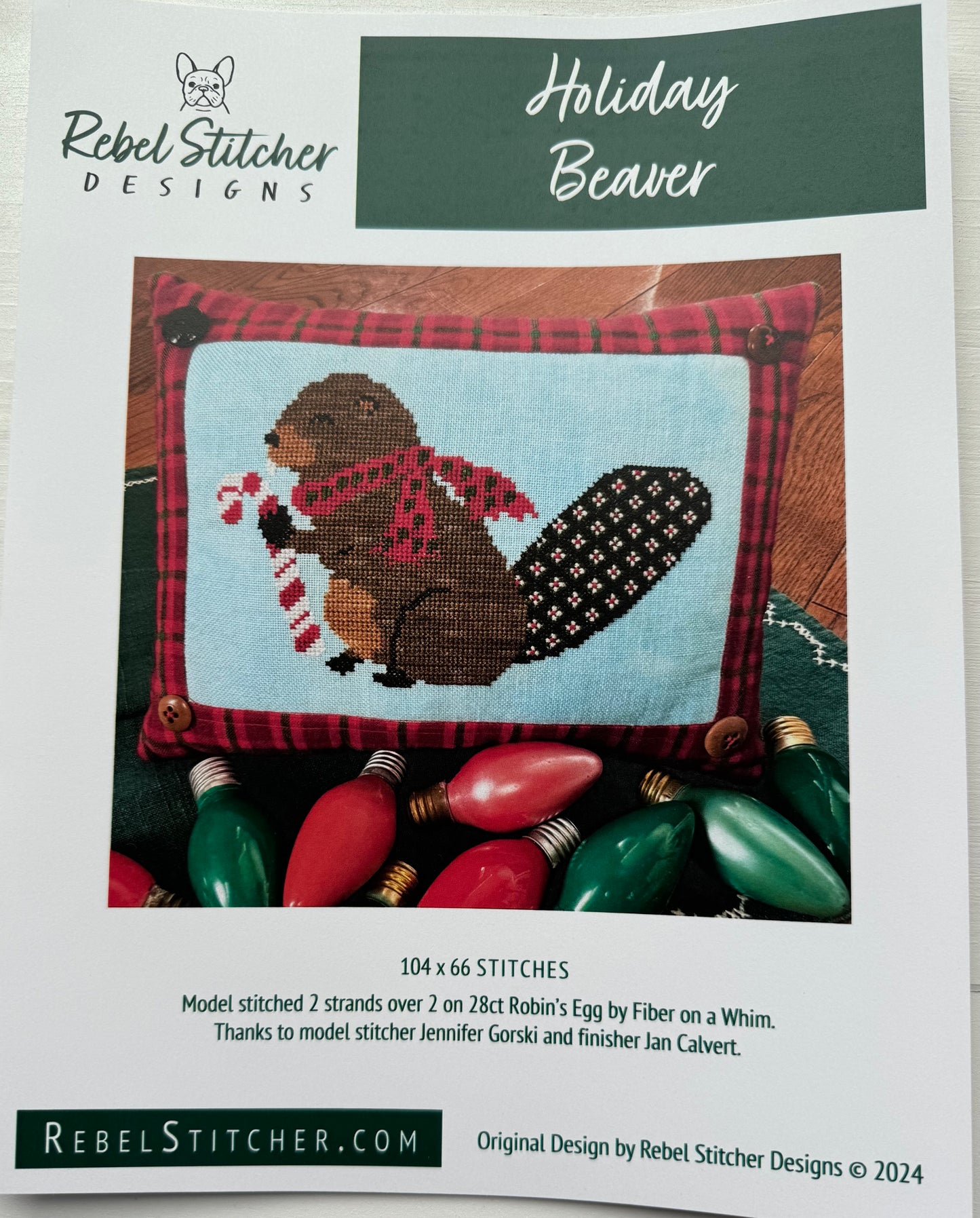 Holiday Beaver; Rebel Stitcher Designs