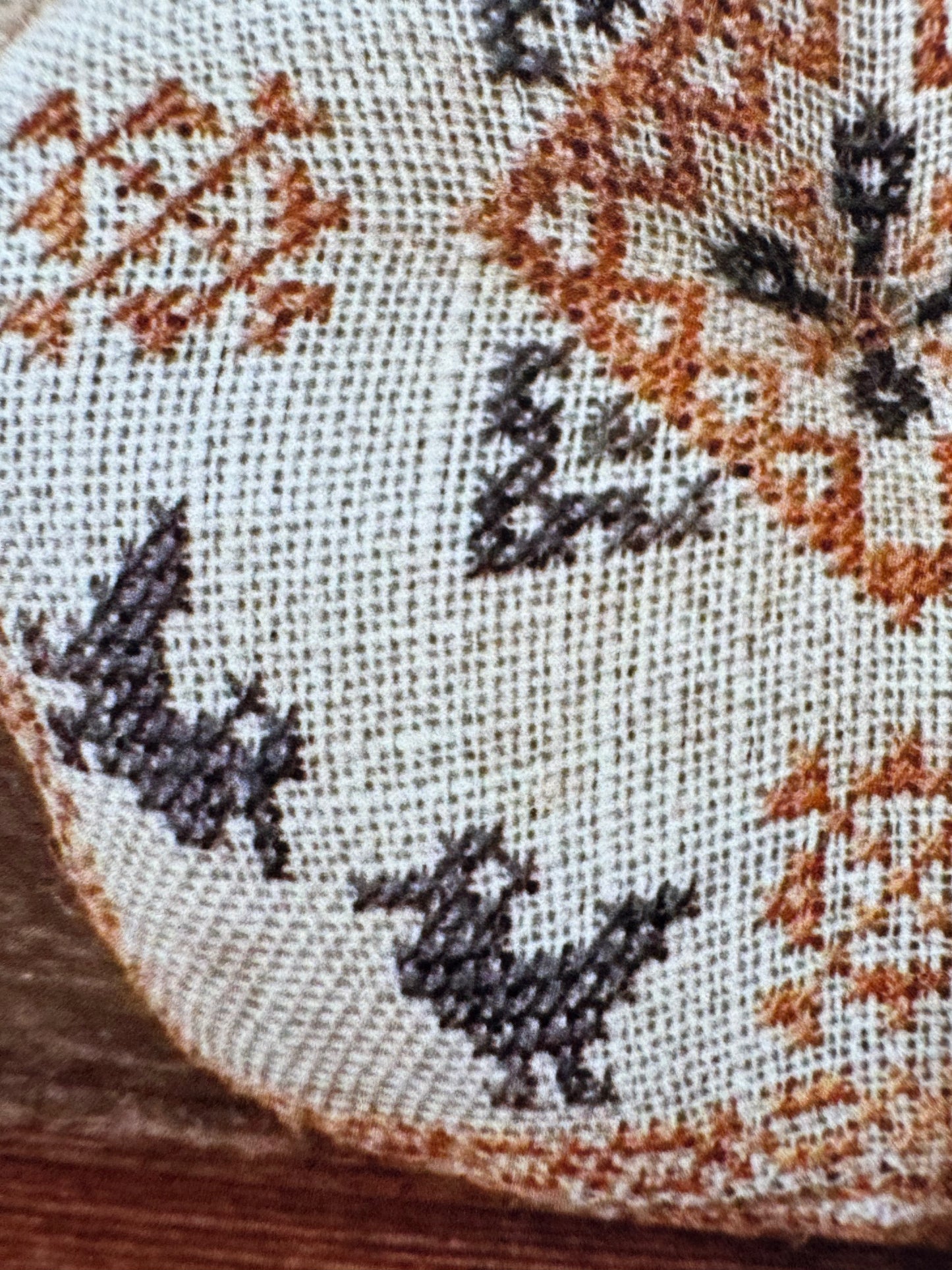 Fall Biscornu; Antique Needleworkers