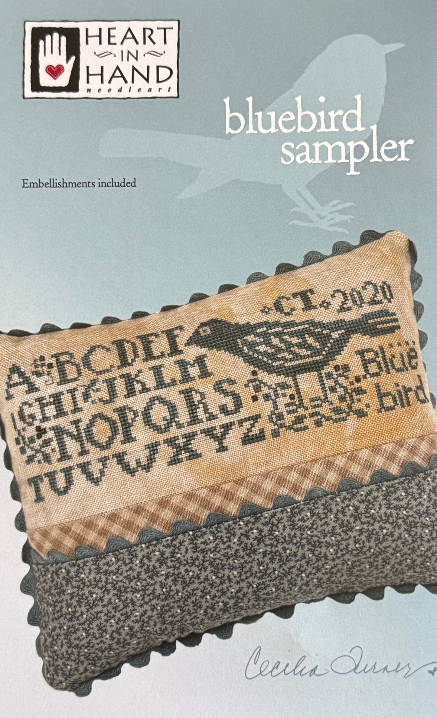 Bluebird Sampler; Heart in Hand