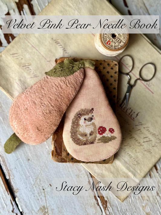 Velvet Pink Pear Needle Book; Stacy Nash Designs
