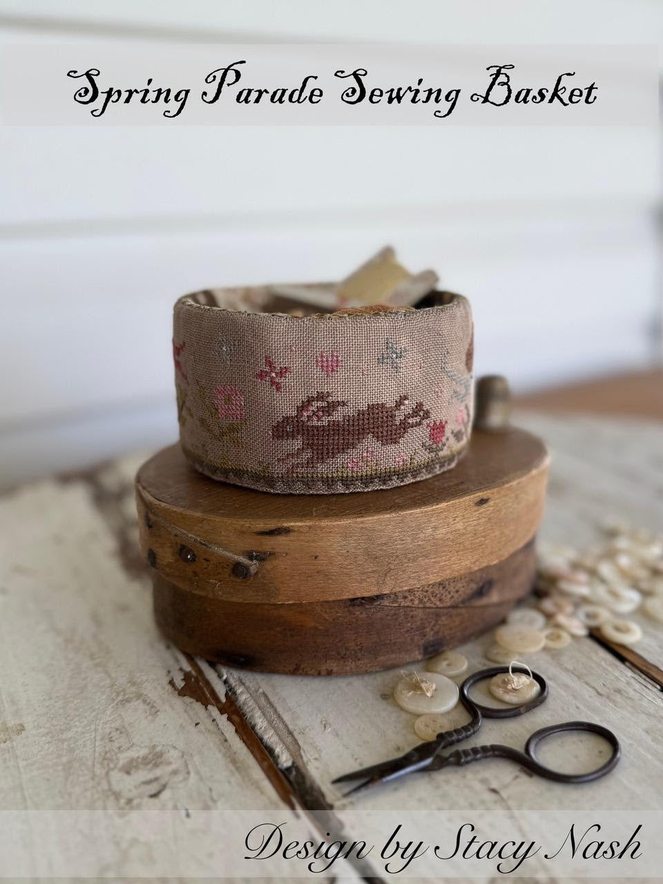 Spring Parade Sewing Basket; Stacy Nash