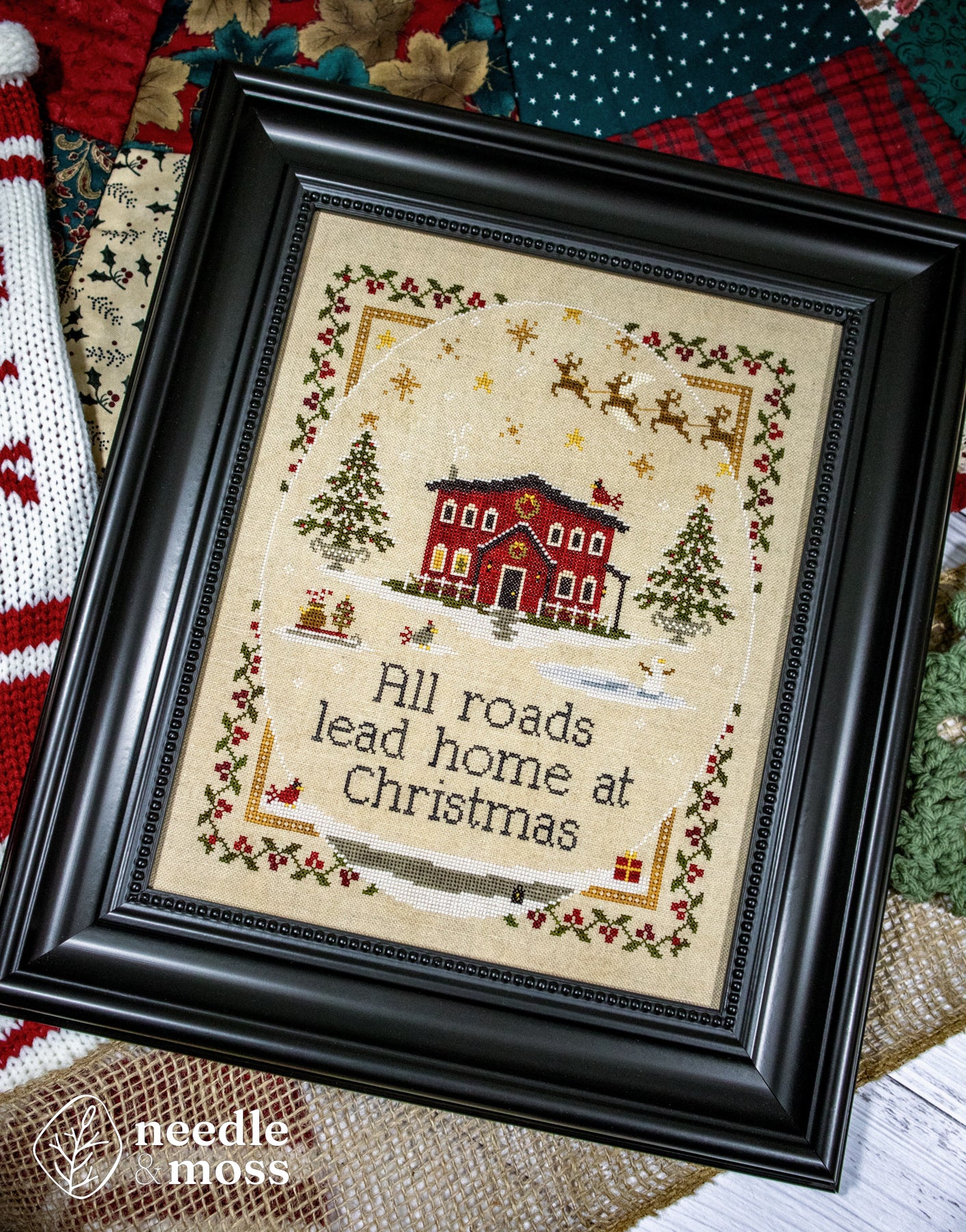 Christmas Roads; needle and moss