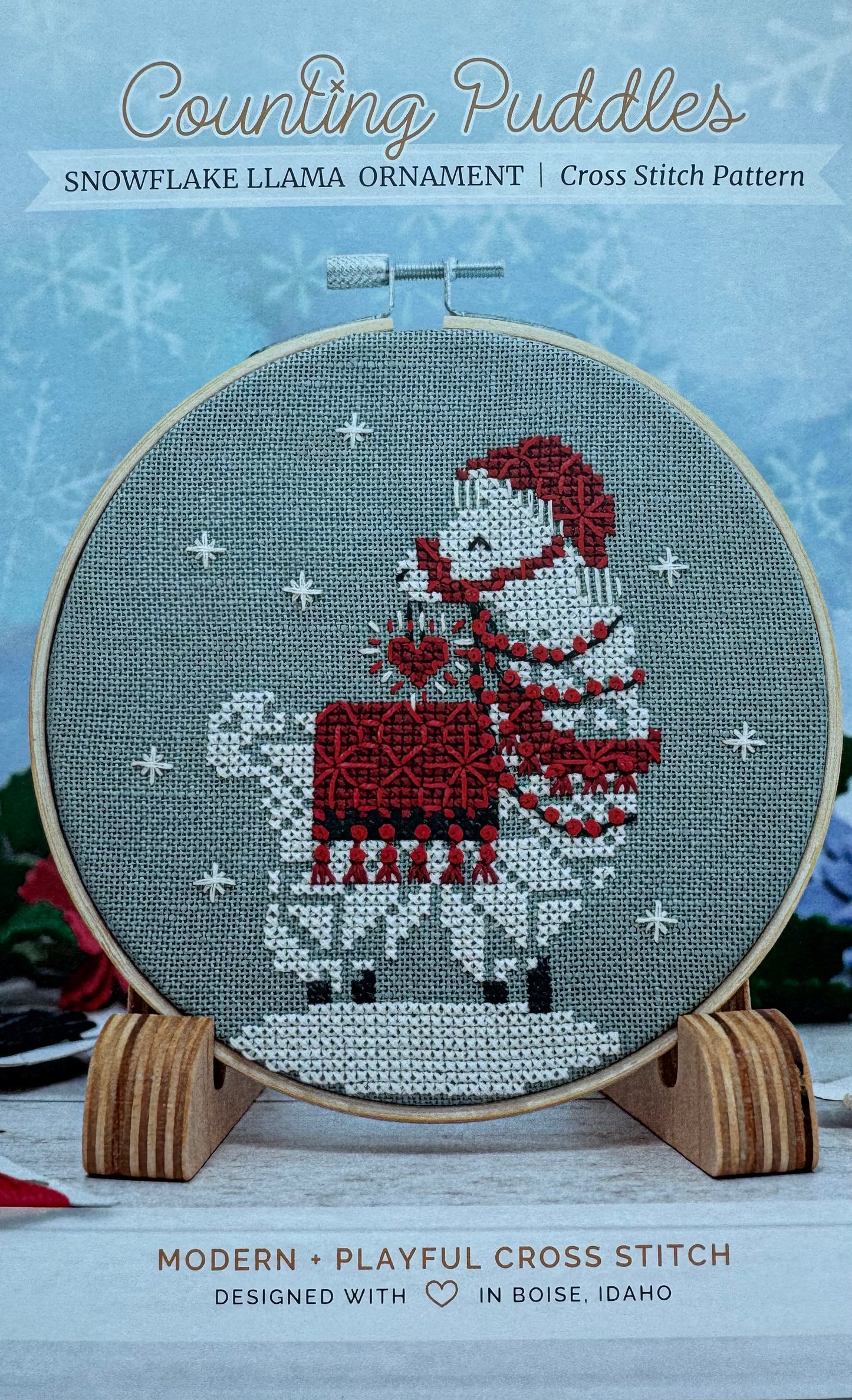 Snowflake Llama Ornament; Counting Puddles