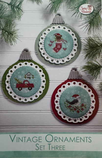 Vintage Ornaments Set Three; Cherry Blossoms