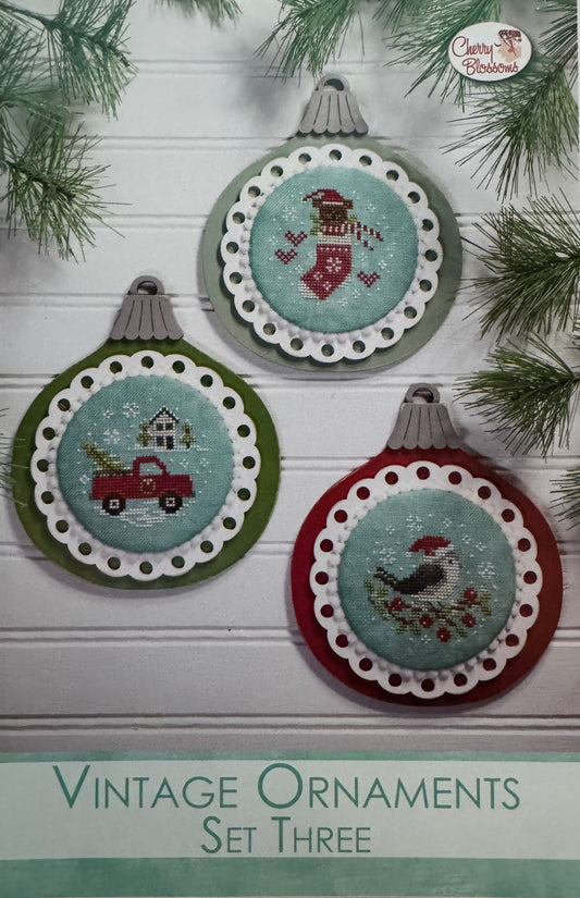 Vintage Ornaments Set Three; Cherry Blossoms