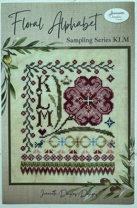 Floral Alphabet - Sampling Series K, L, M; Jeannette Douglas Designs