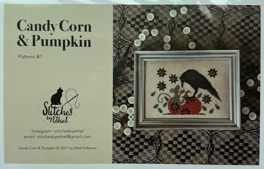 Candy Corn & Pumpkin; Stitches by Ethel