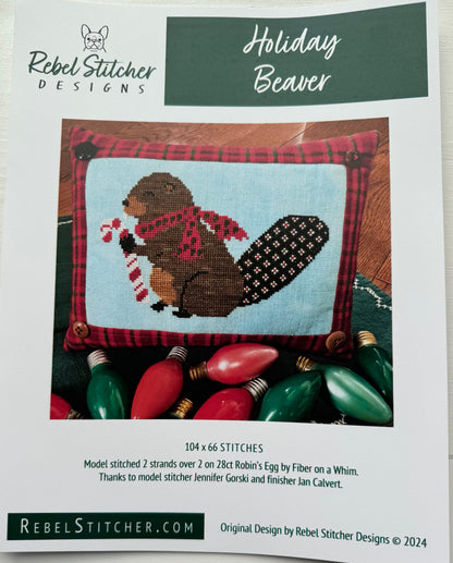 Holiday Beaver; Rebel Stitcher Designs
