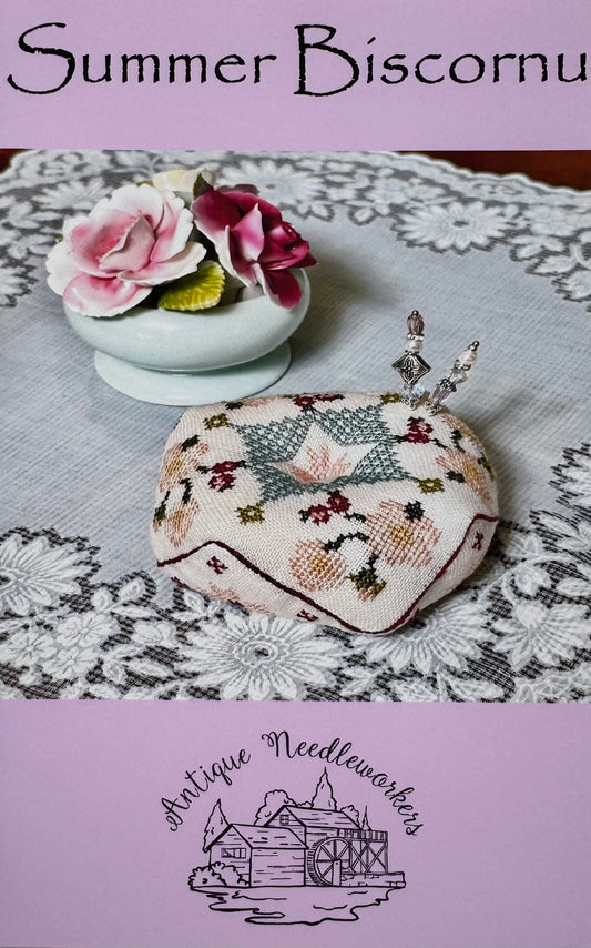 Summer Biscornu; Antique Needleworkers