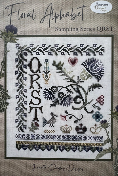 Floral Alphabet Sampler Series: Q R S T; Jeannette Douglas Designs