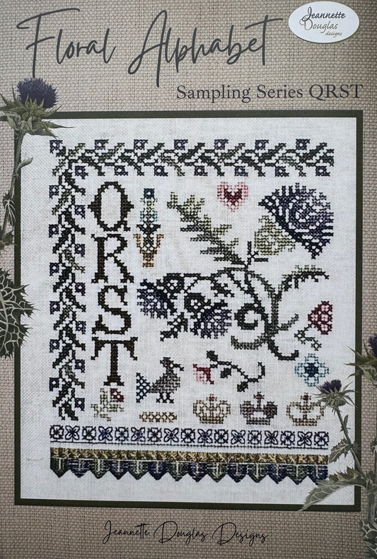 Floral Alphabet Sampler Series: Q R S T; Jeannette Douglas Designs