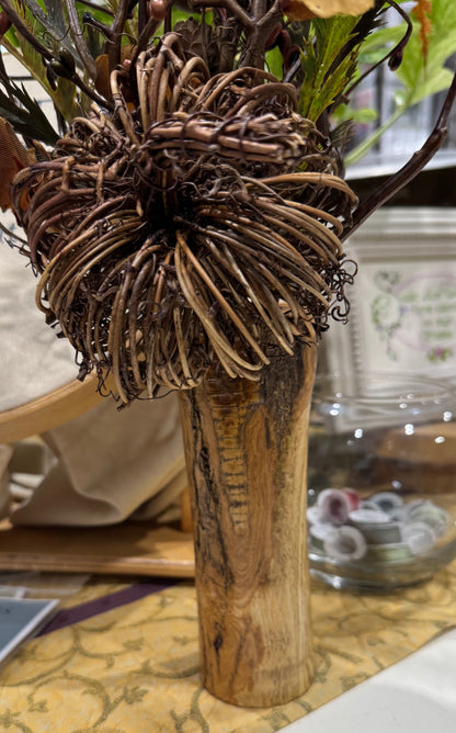 Handcrafted Wooden Catch All Vase #4 with flowers