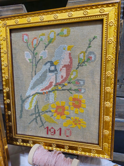1910 Bird and Pear; Quaint Rose Needlearts
