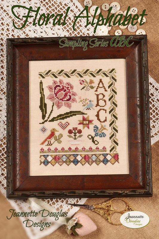 Floral Alphabet - Sampling Series A, B, C; Jeannette Douglas Designs
